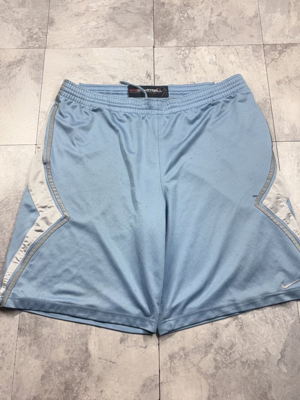 Nike Basketball Shorts Men's XL Light Blue White Colorblock Mesh Vintage Y2K